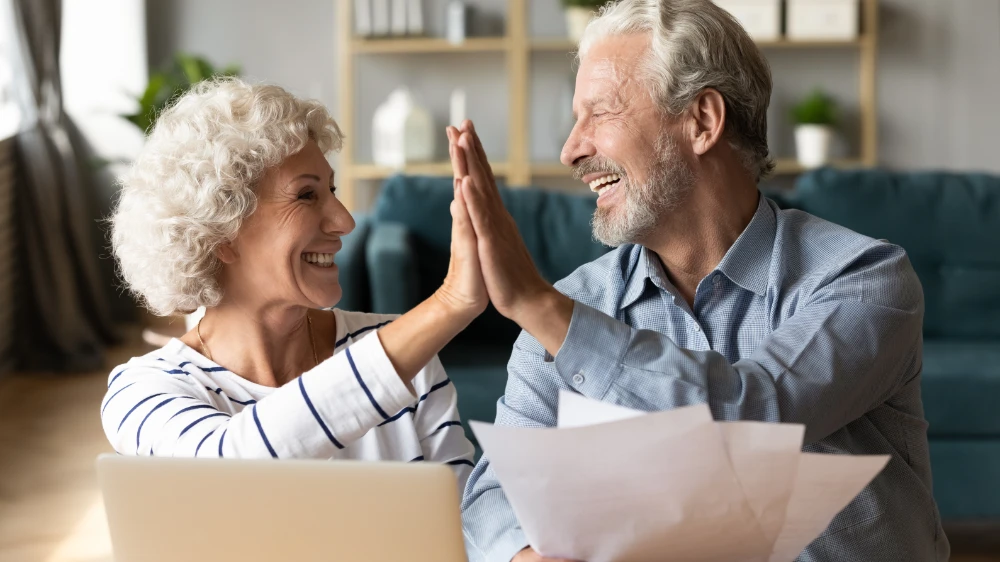 pensioner couple happy